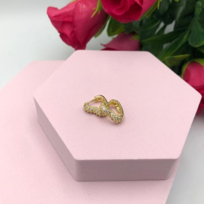 Brinco Argola Coração Cravejado P