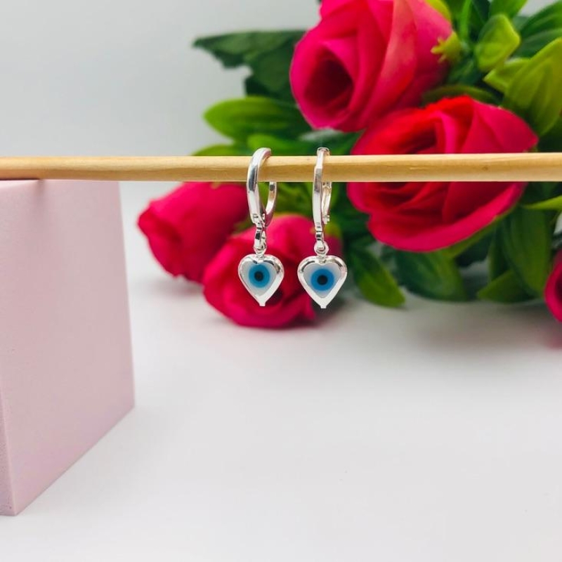 Brinco Argola Coração Olho Grego G