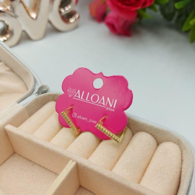 Brinco Argola Quadrada Cravejada M