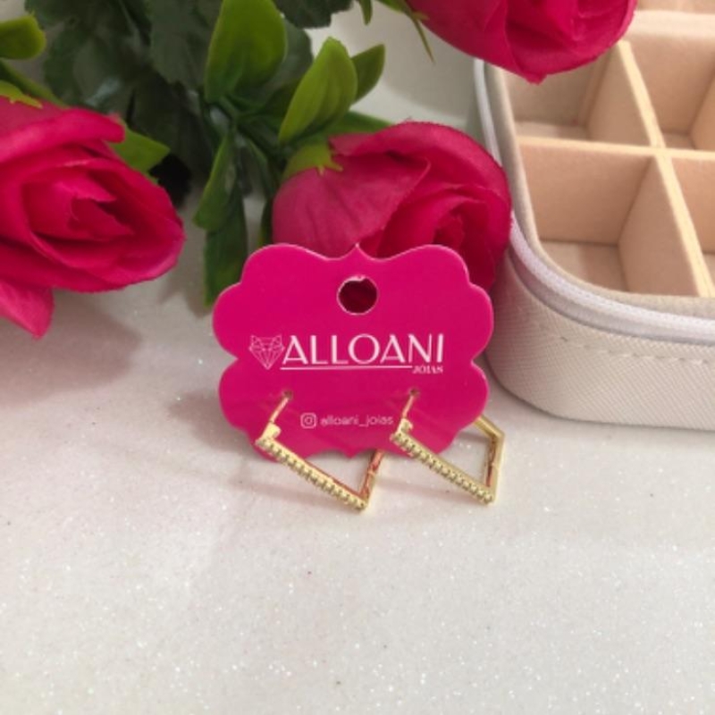 Brinco Argola Quadrado Cravejado