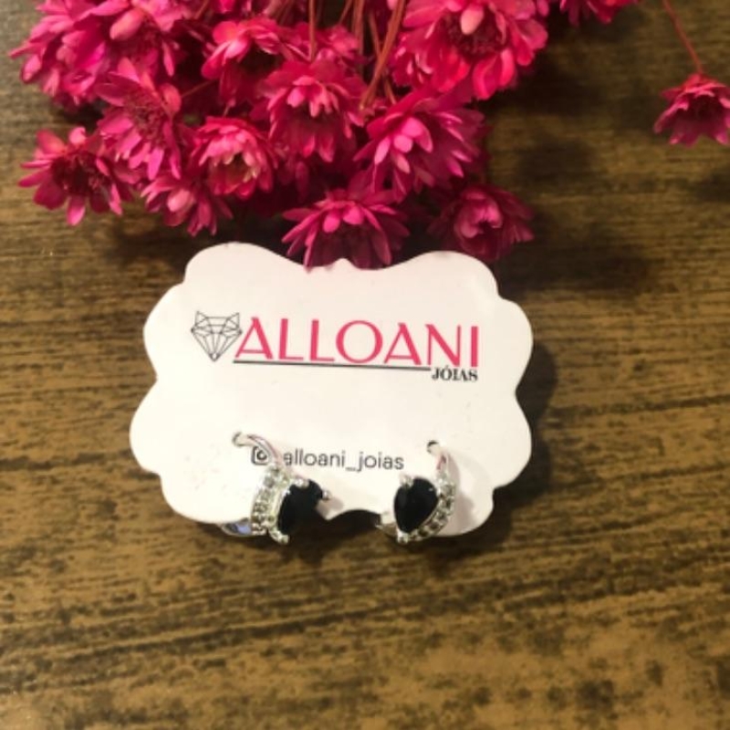 Brinco Argolinha com Gota Preta