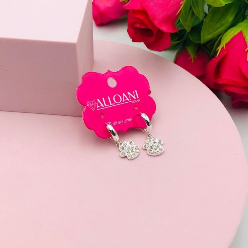 Brinco Argolinha de Click com Patinha de Pet