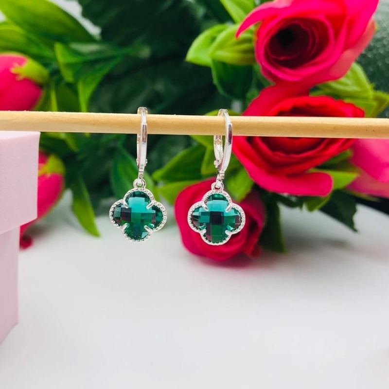 Brinco Argolinha Trevo Verde