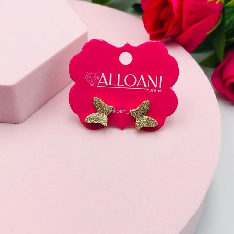 Brinco Borboleta Cravejado