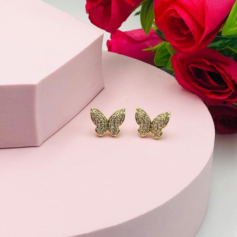 Brinco Borboleta Cravejado