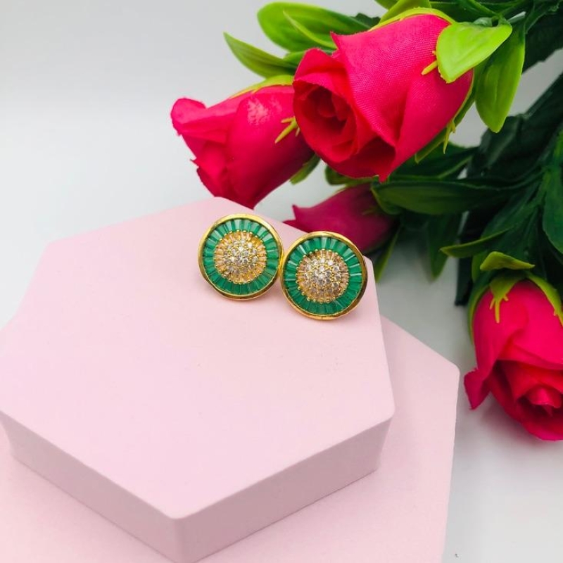 Brinco Círculo com Pedras Verde