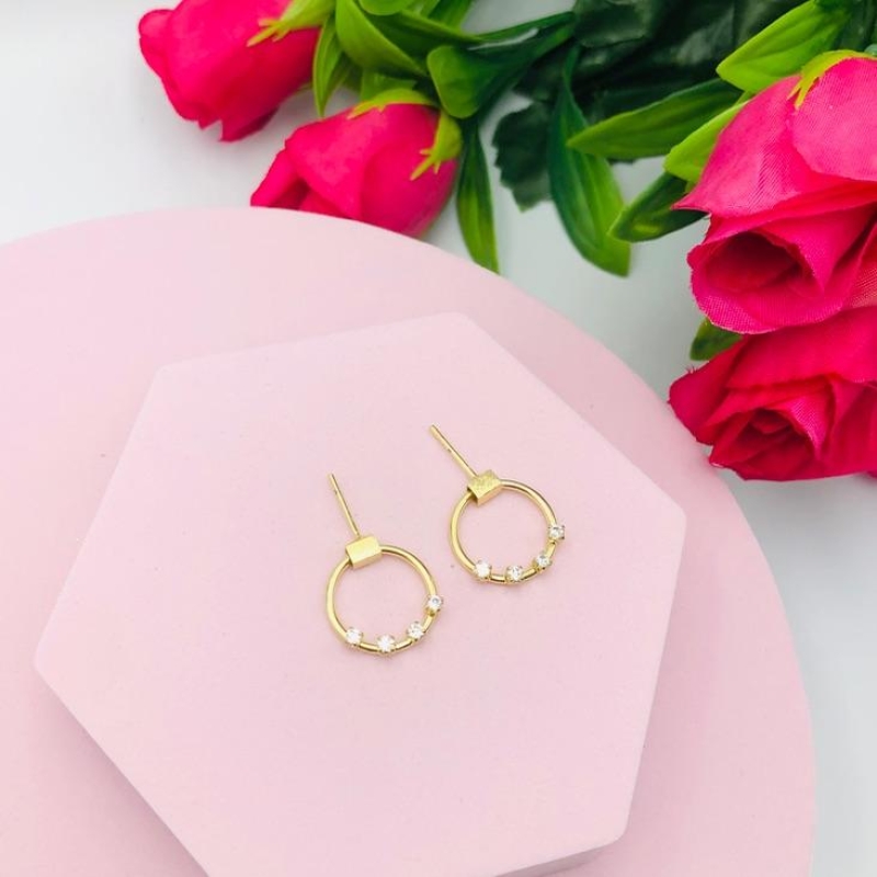 Brinco Círculo com Zirconia