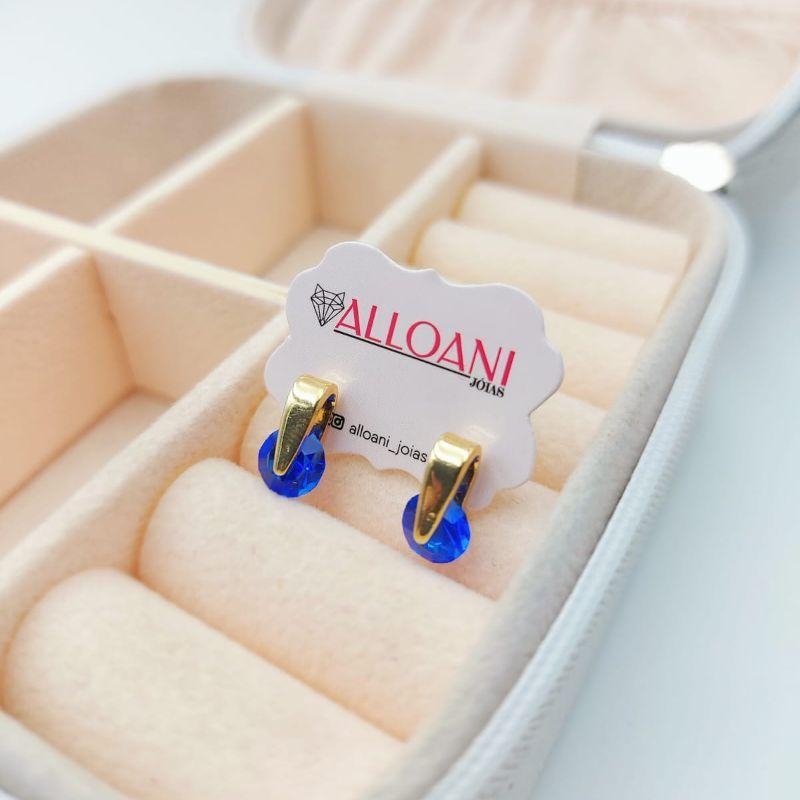 Brinco com pedra azul