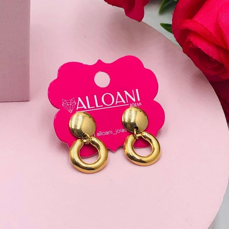 Brinco com Pingente Redondo