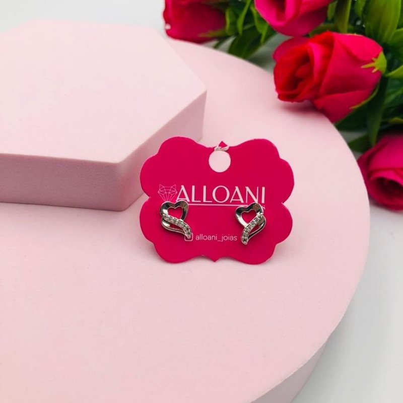 Brinco Coração Cravejado