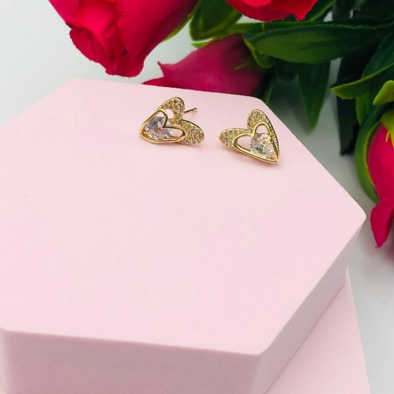 Brinco Coração Cravejado