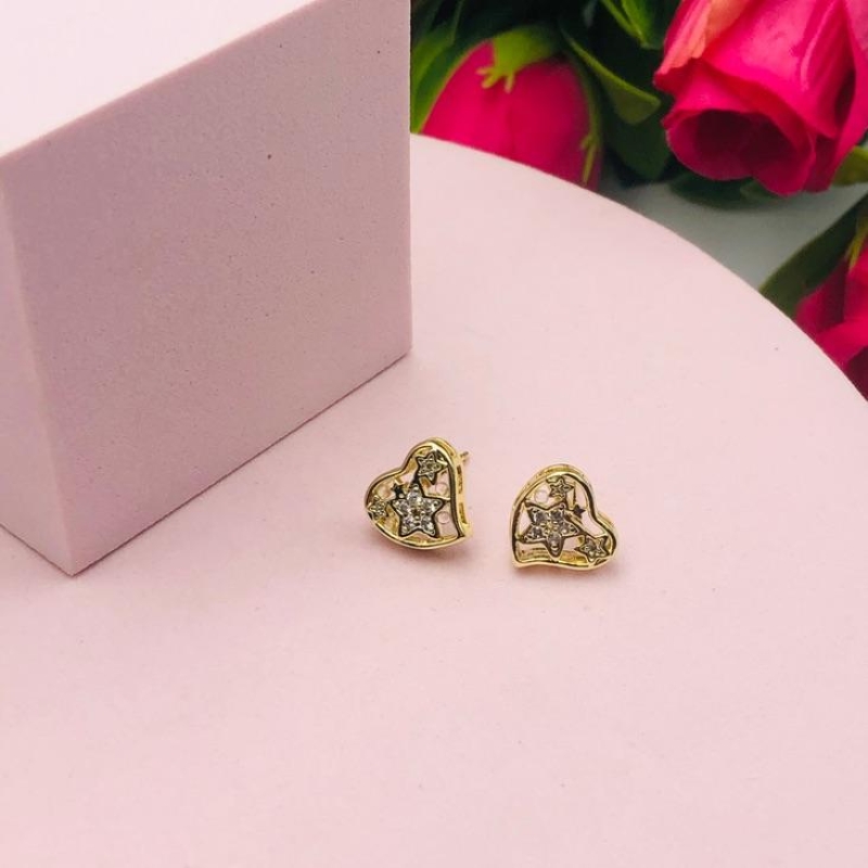 Brinco Coração Cravejado