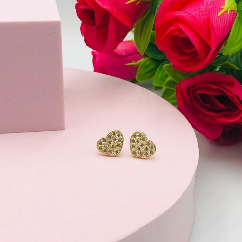 Brinco Coração Cravejado