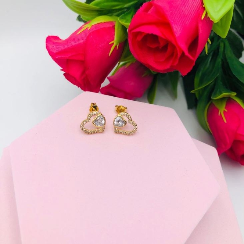 Brinco Coração Cravejado