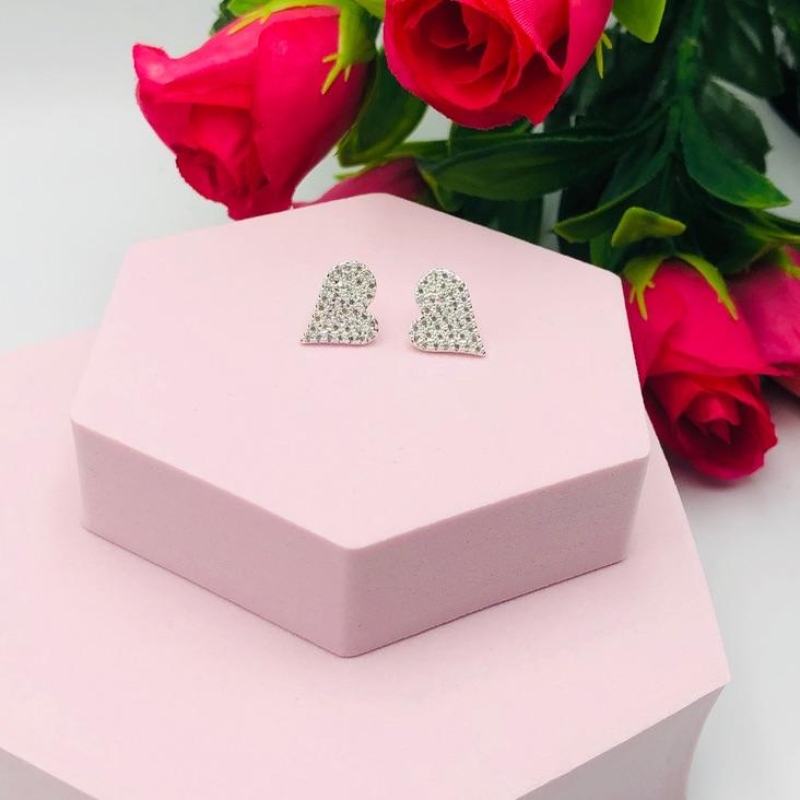 Brinco Coração Cravejado