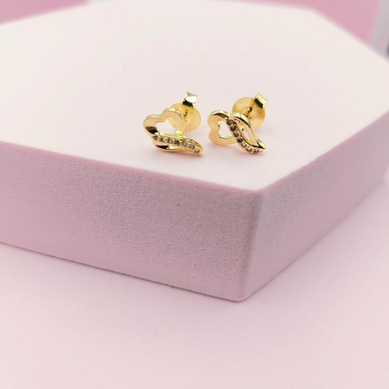 Brinco Coração Cravejado