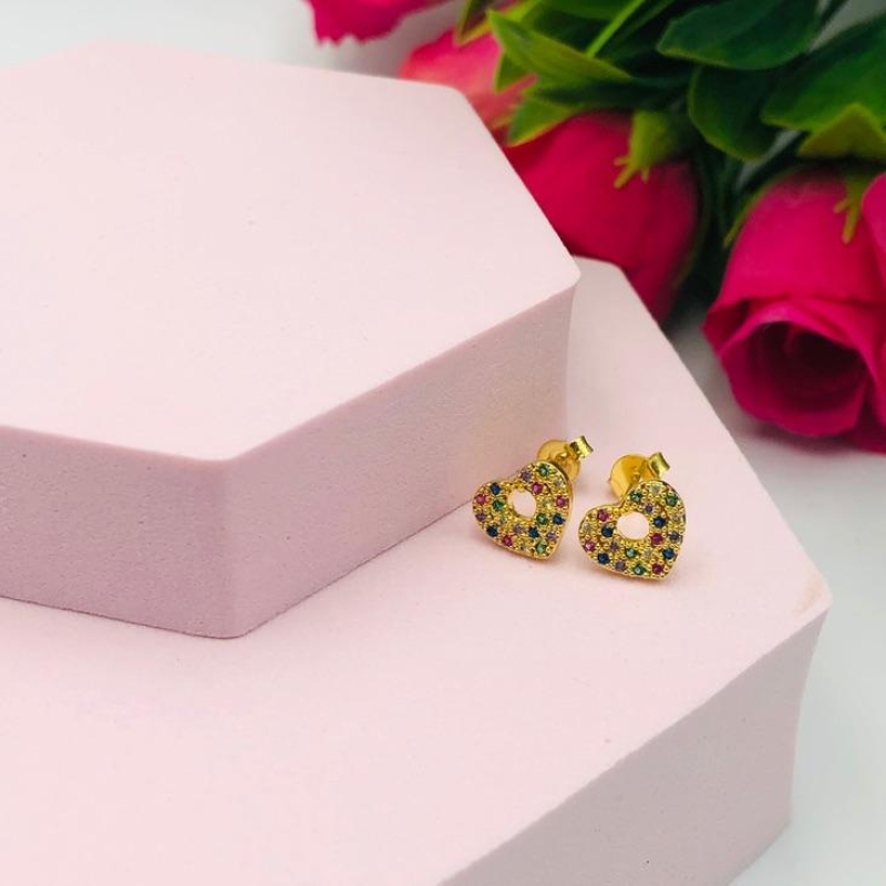 Brinco Coração Cravejado