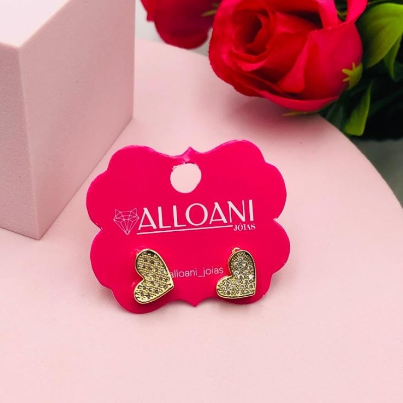 Brinco Coração Cravejado