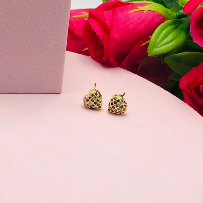 Brinco Coração Cravejado