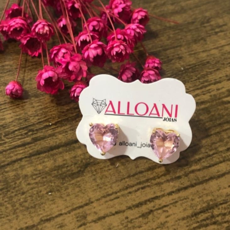 Brinco Coração Rosa