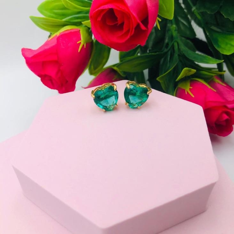 Brinco Coração Verde