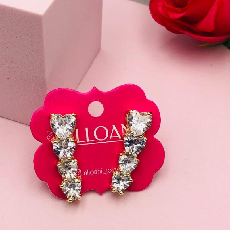 Brinco Corações Zirconias