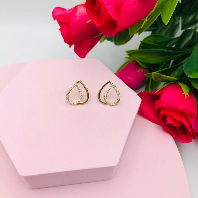 Brinco de Gota Dupla Cravejada