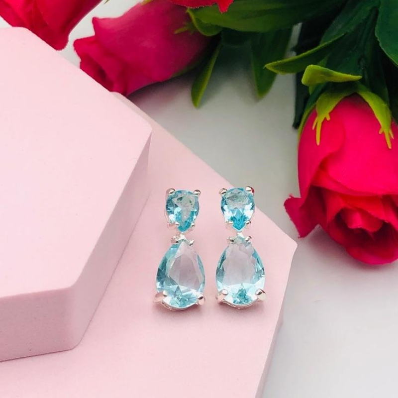 Brinco Duas Gotas Azul