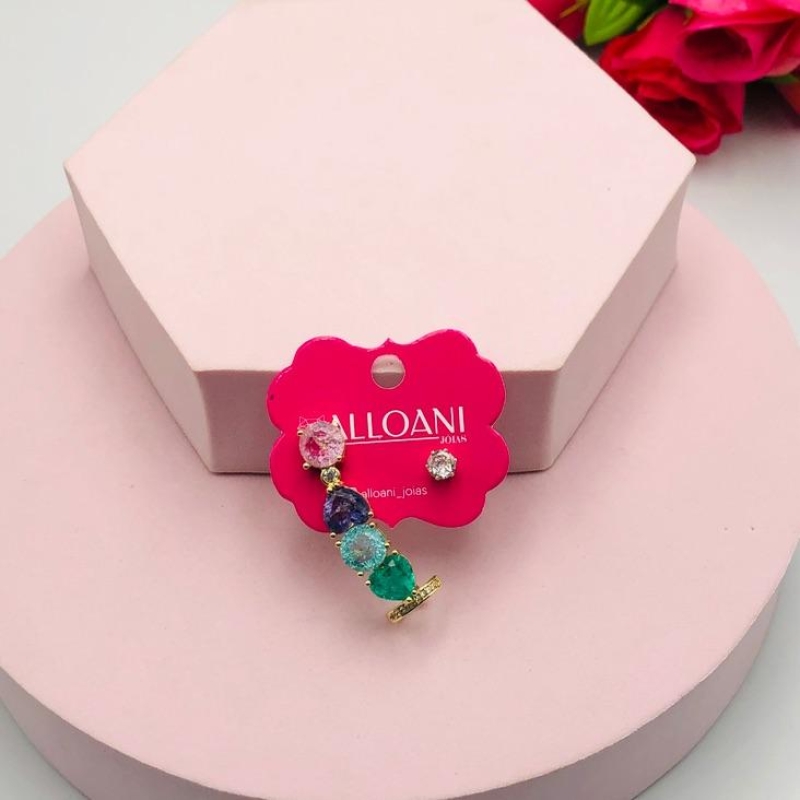 Brinco Ear Cuff Com Pedras Cravejada