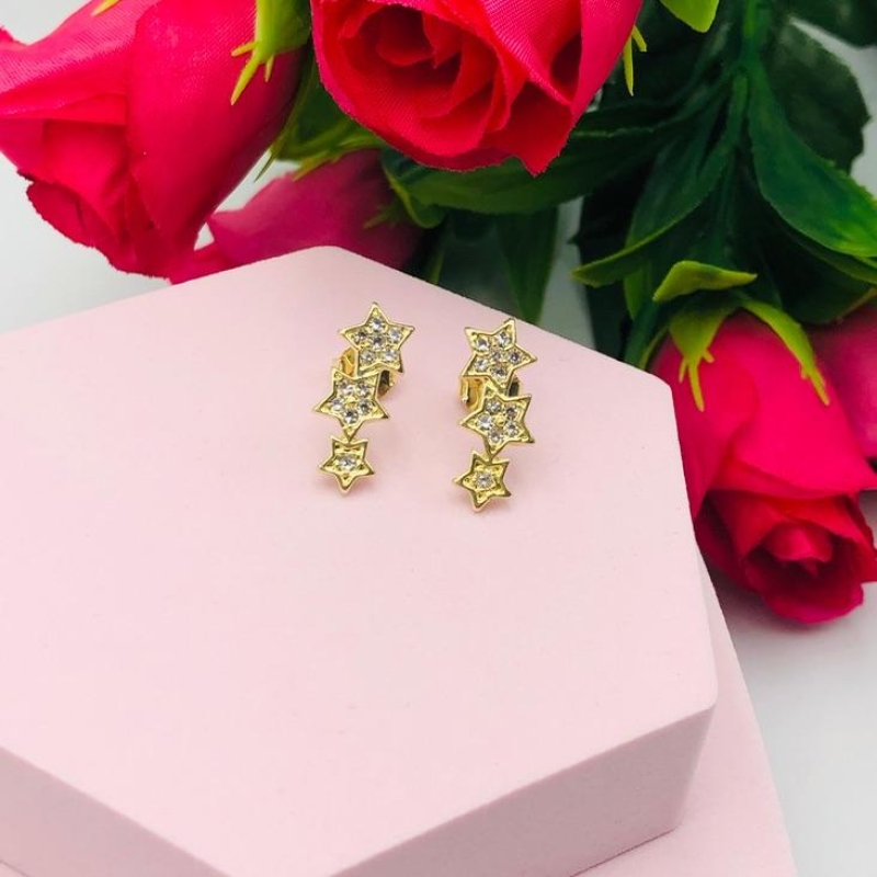 Brinco Ear Cuff Estrelado Cravejado