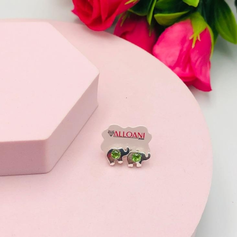 Brinco elefante zircônia verde