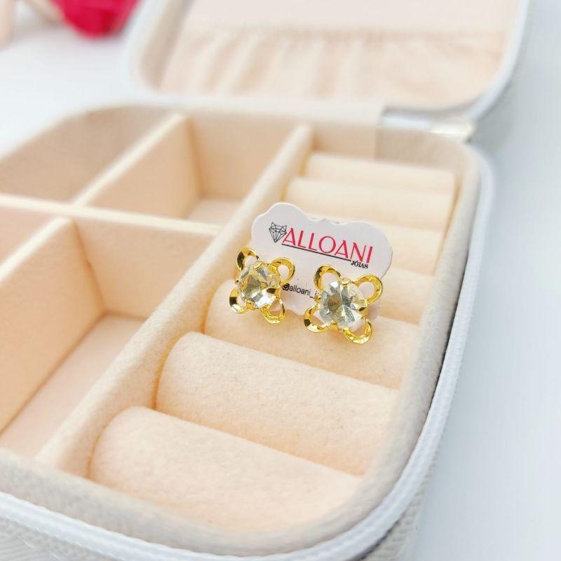 Brinco flor com zircônia