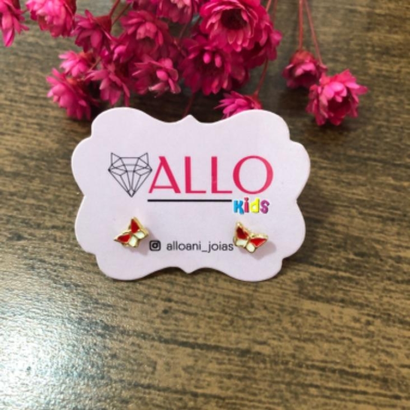 Brinco infantil borboletinha resinado