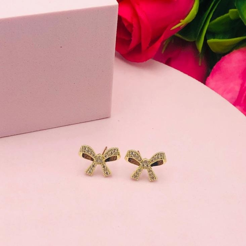 Brinco laço cravejado