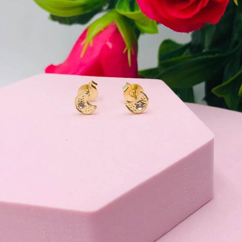 Brinco lua com uma Zirconia