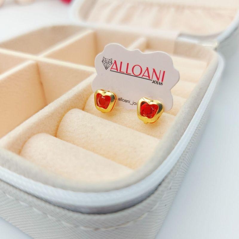 Brinco maça zircônia vermelha