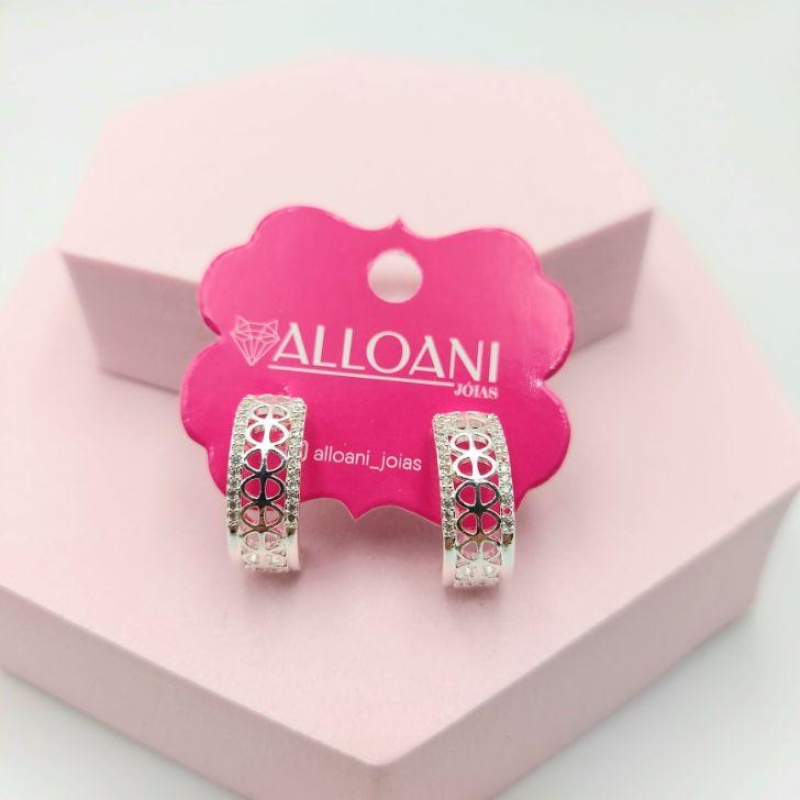 Brinco Meia Argola Gucci Cravejada