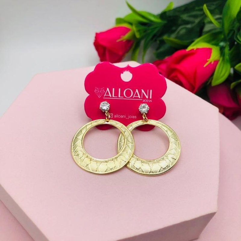 Brinco Ponto de Luz com Círculo Pendurado