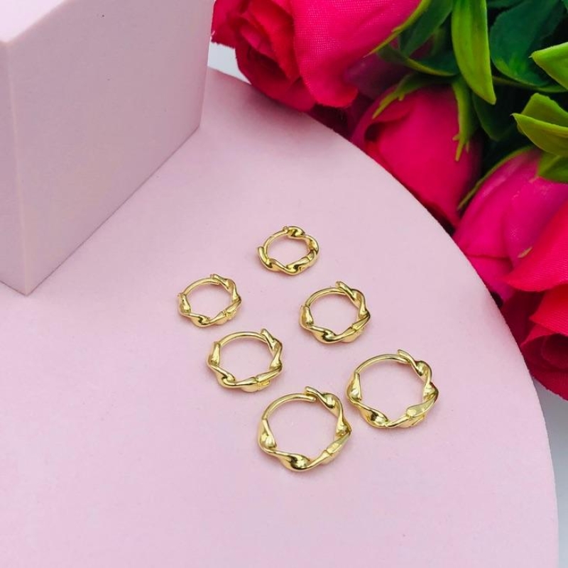 Brinco Trio Argolinha Trançado