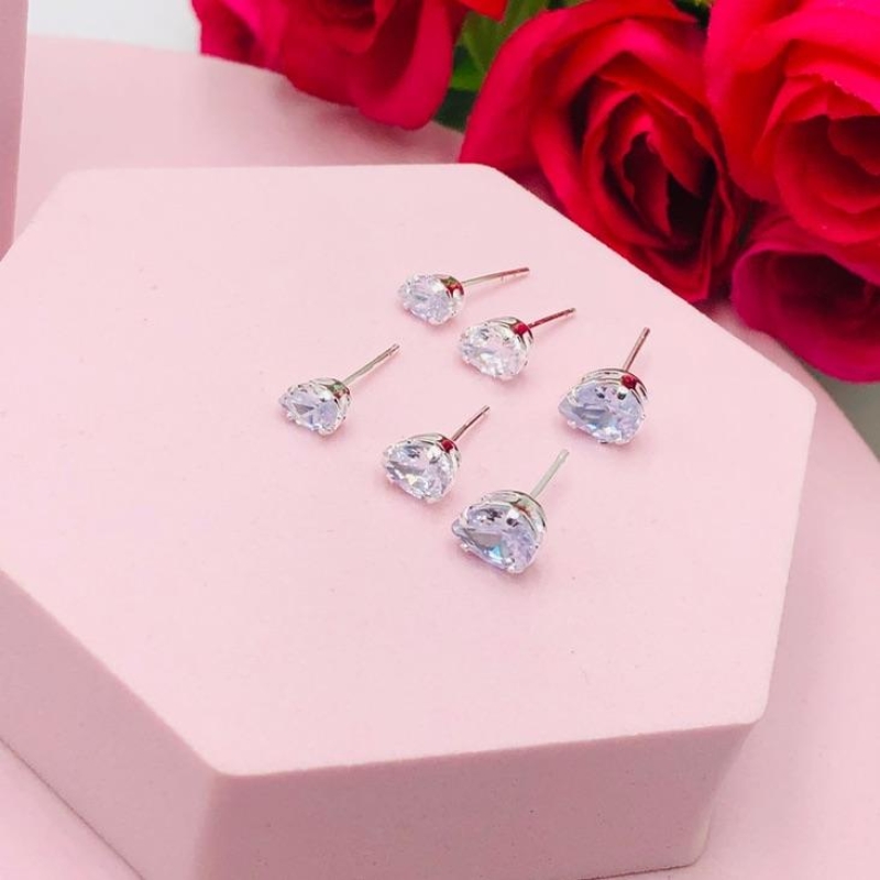 Brinco Trio Gota Cristal