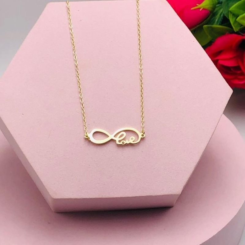 Colar Cadeado Pingente Infinito Love