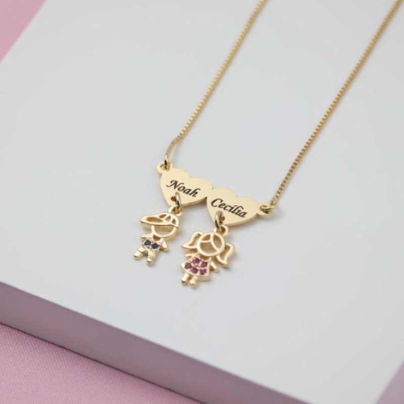 Colar Canga Coração Dois Filhos