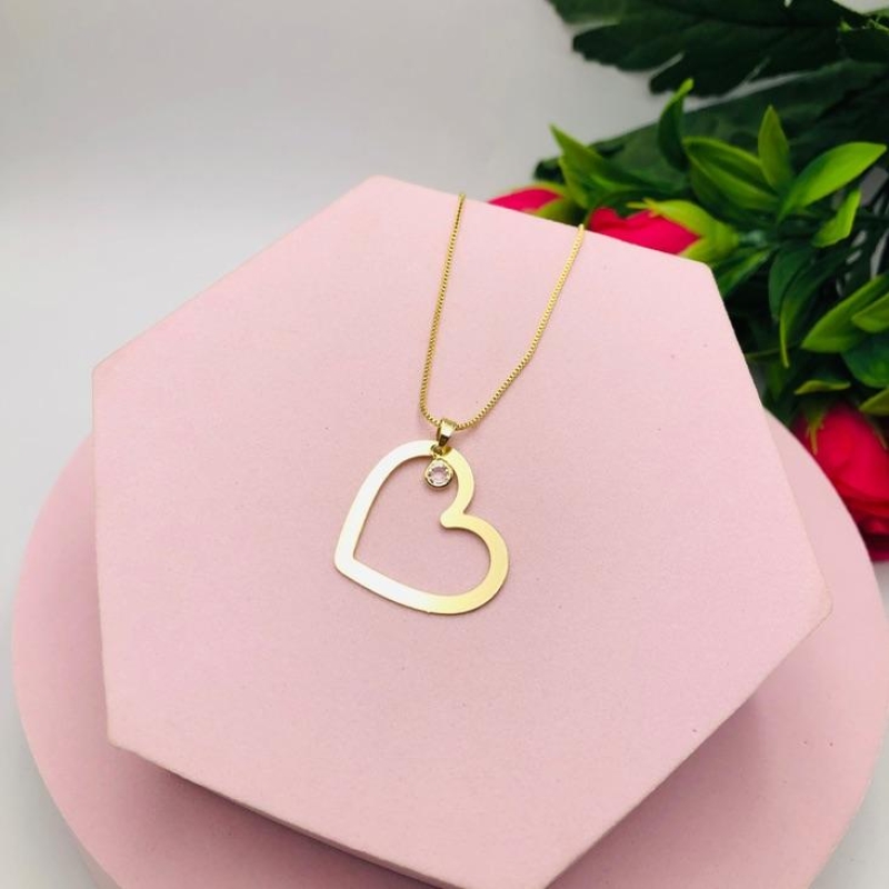 Colar Coração com Ponto de Luz