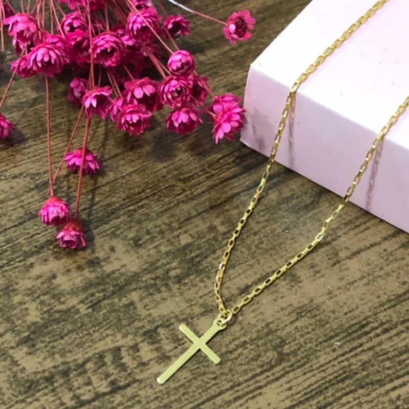 Colar Corrente Cadeadinho com Pingente Cruz