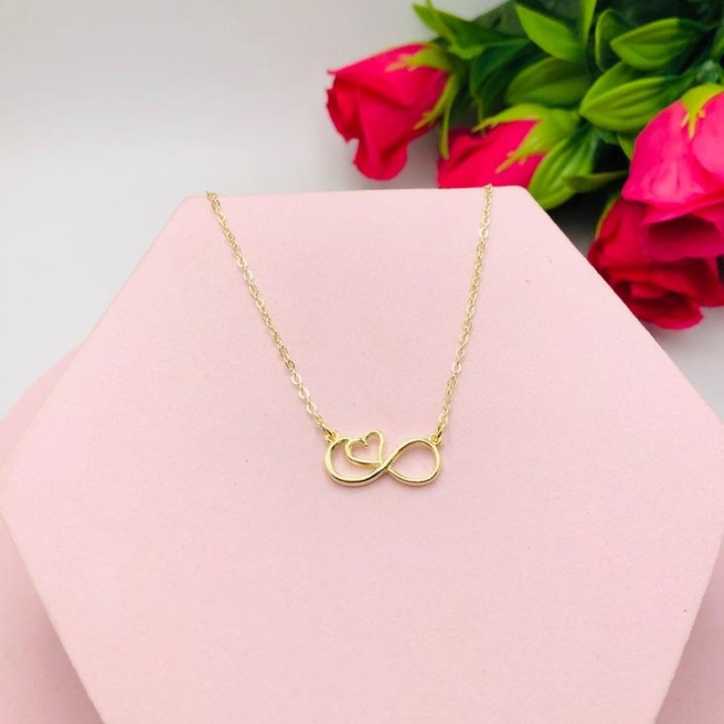 Colar Corrente Cadeado com Pingente Infinito Amor