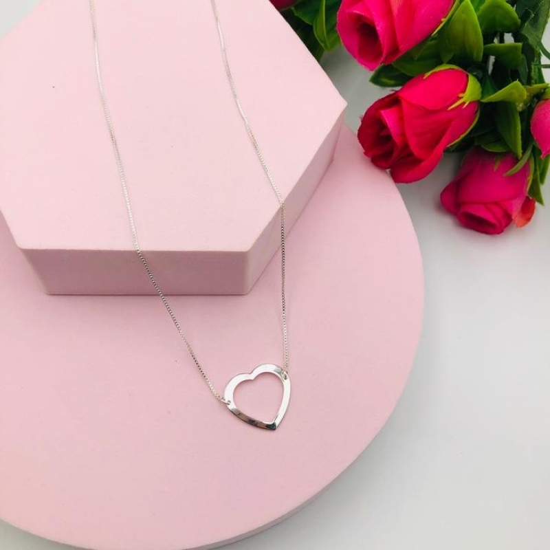 Colar Corrente Pingente Coração