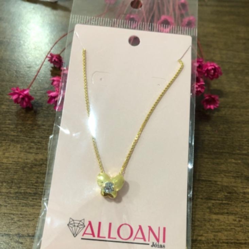 Colar Corrente Veneziana com Pingente Borboleta