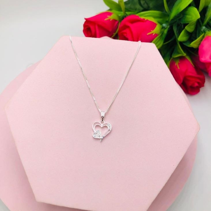 Colar Corrente Veneziana Coração Cravejado