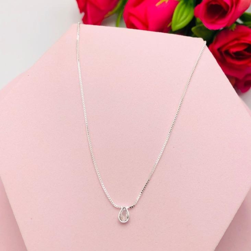 Colar Corrente Veneziana Gota Cristal