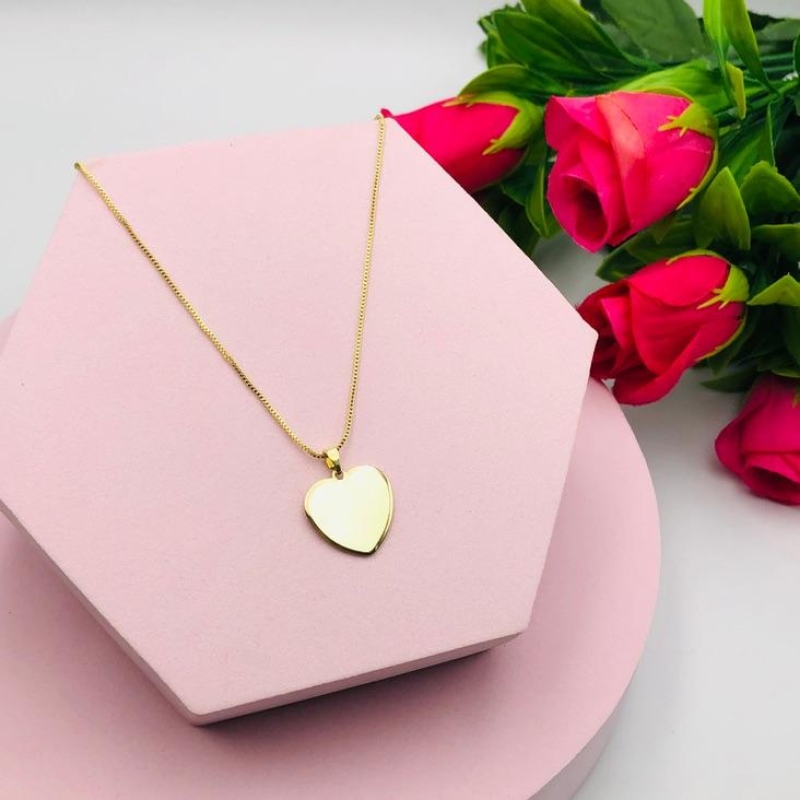 Colar Corrente Veneziana Pingente Coração